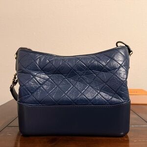 Chanel Gabrielle Doo Navy Quilted Leather Shoulder Bag